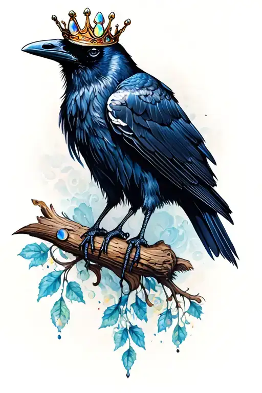 Raven Wearing A Opal Crown
