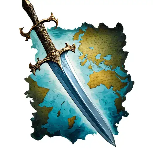Fantasy Map With Sword Going Through It