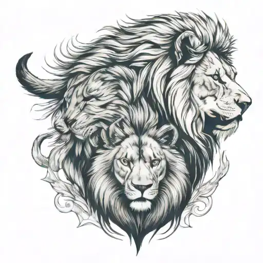 Lion And Wolf Bowing His Head