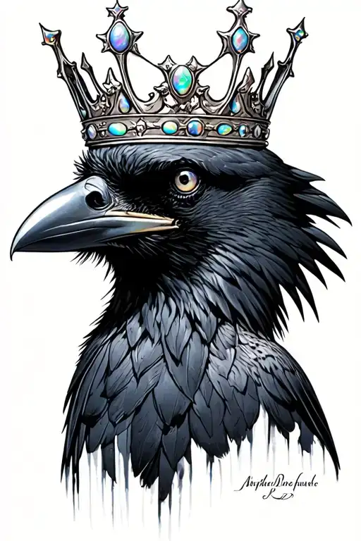Raven Wearing A Opal Queens Crown