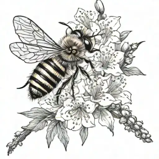 Bee And Cherry Blossom