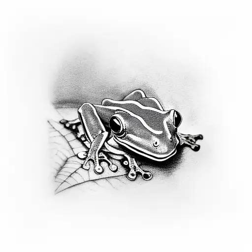 Green Treefrog On A Leaf