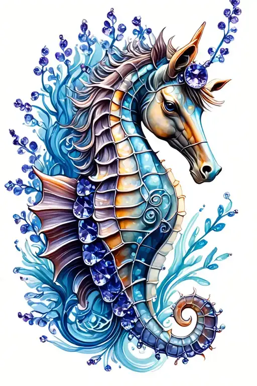 A Tanzanite Covered Sea Horse