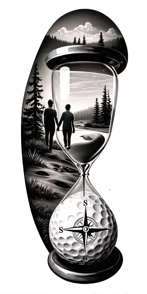 Family And Forest And Hour Glass And Compass Golf Course Golf Ball