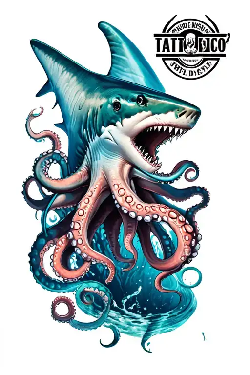 Octopus And Shark And Sea
