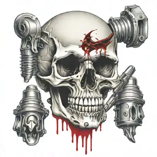 Skull With Bullets As Vampire Teeth