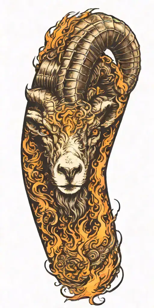 Ram Eyes On Fire Flames