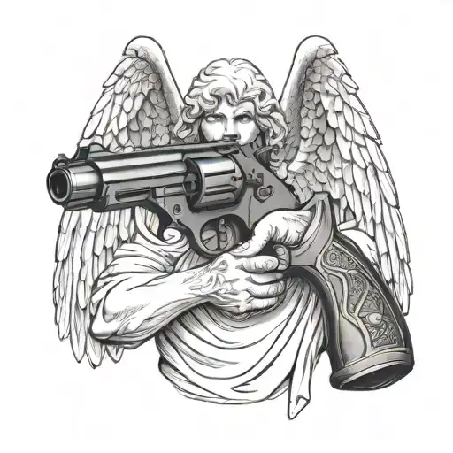 Mighty Angel Holding A Gun