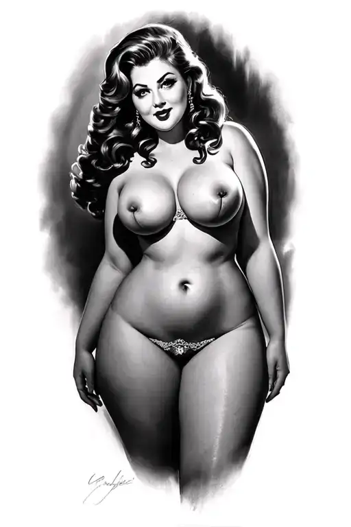 Nude Bbw Pinup Girl Frontal Pose