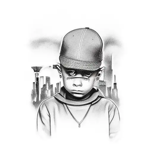 A Gangsta Kid And Behind A City With Skylines