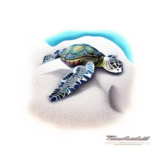 Beach Paradise With Turtle