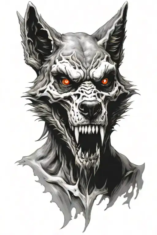 Evil Wolf Skull Face
