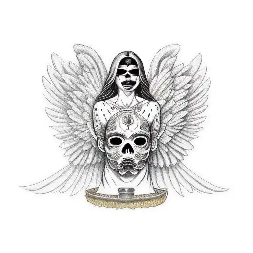 Chicano Guardian Angel Topless With Face Mask