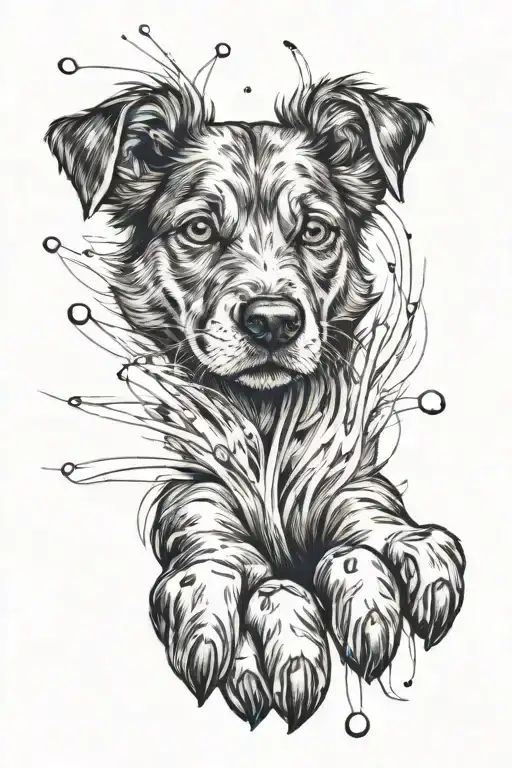 Dog Paw And Pulse Line