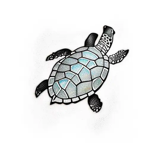 Two Little Sea Turtle Swimming