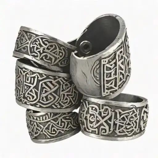 Nordic Bracelet Decorated With Old Norse Runes Engraved