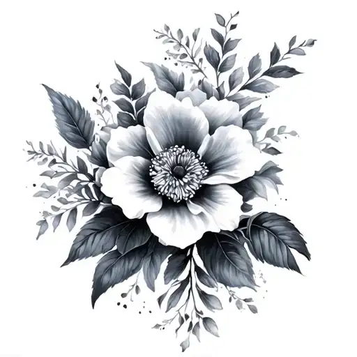 Floral Black And Grey