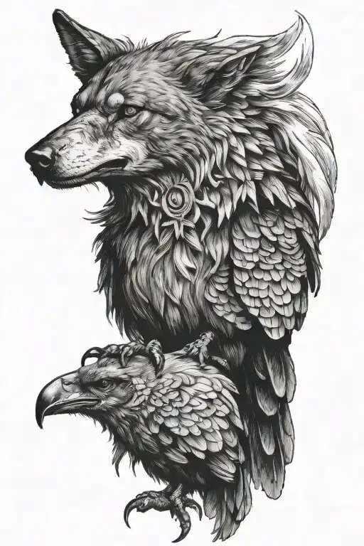 Wolf Crow Perched On Top