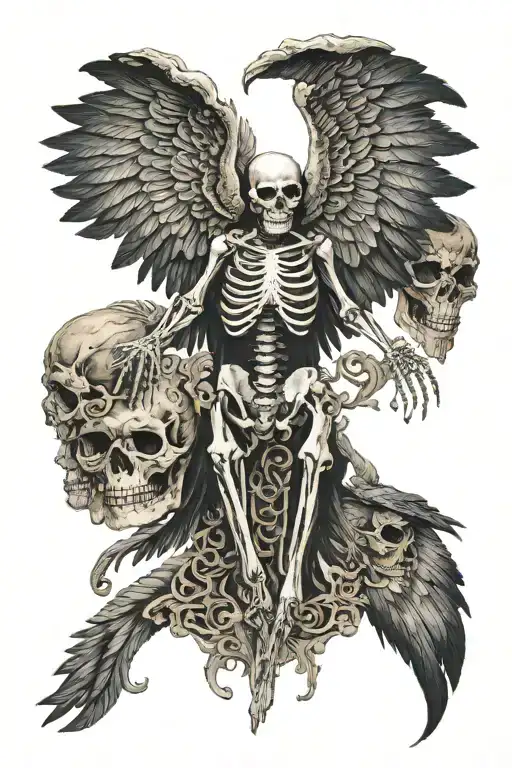 Skeleton With Black Wings Spread