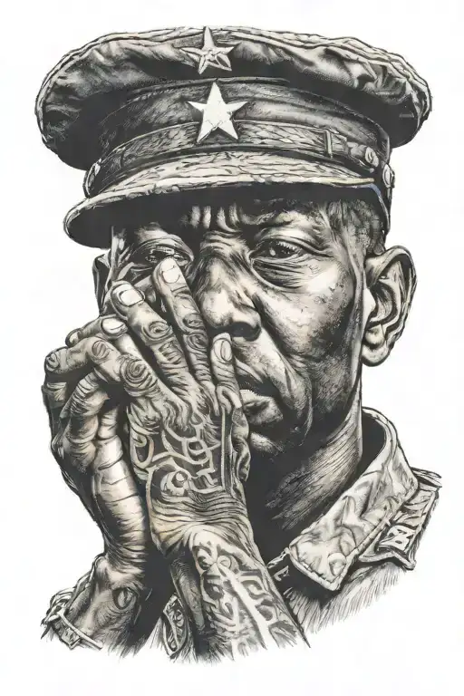 A Black Soldier Praying Hands Holding