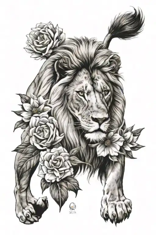 Lion With Flowers