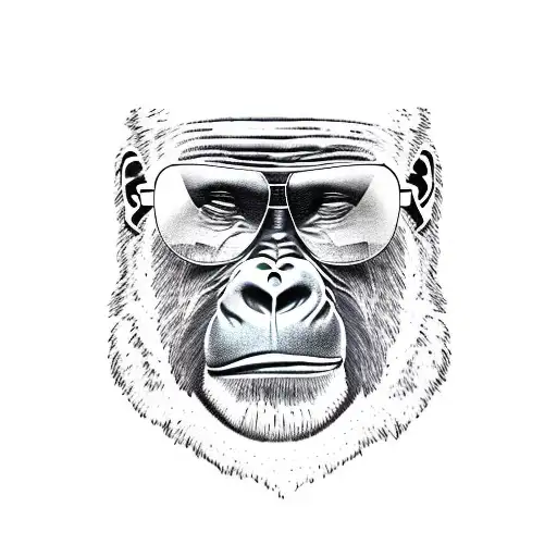 Gorilla With Sunglasses And A Cap