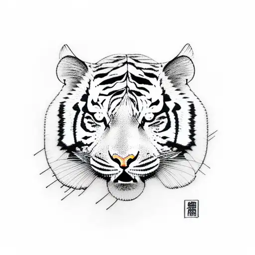 Aikido Inspired Tiger In Blackwork Style