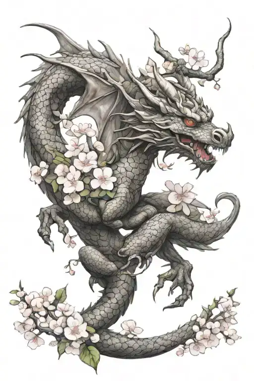 Dragon With Cherry Blossoms