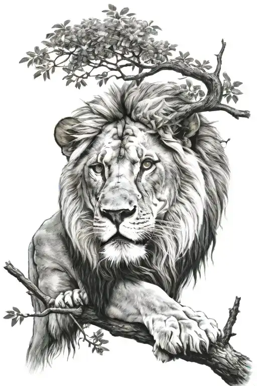Lion On A Branch