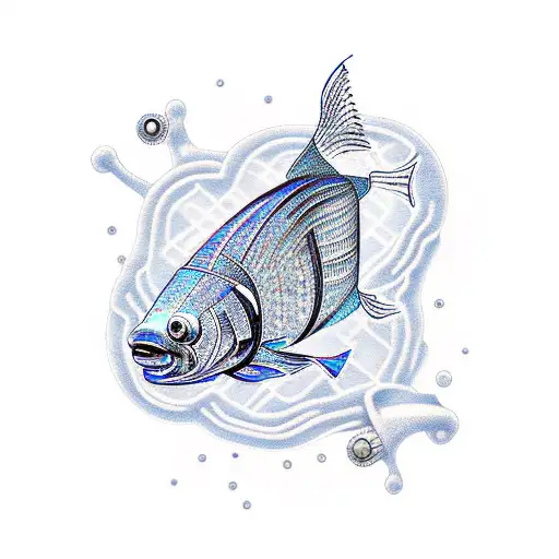 A Futuristic Cybernetic Fish Swimming Through A Circuit Board