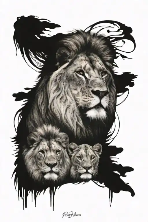 Lion Face Family Sitting