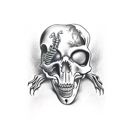 Skeleton Crawling Into Sunset