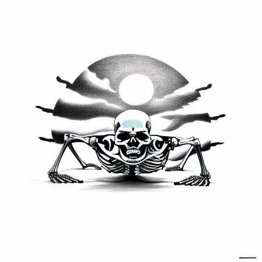 Skeleton Crawling Into Sunset