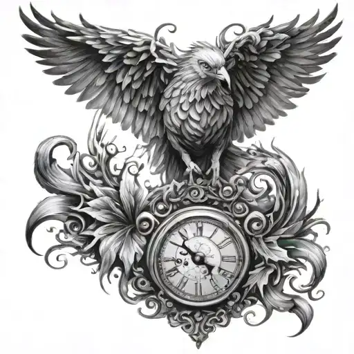 Angry Phoenix With Hourglass