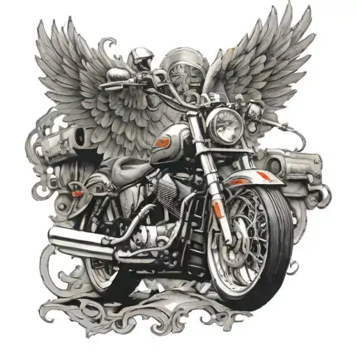 Motorcycle With Angel Wings