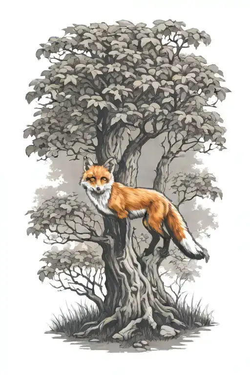 Fox Under A Tree