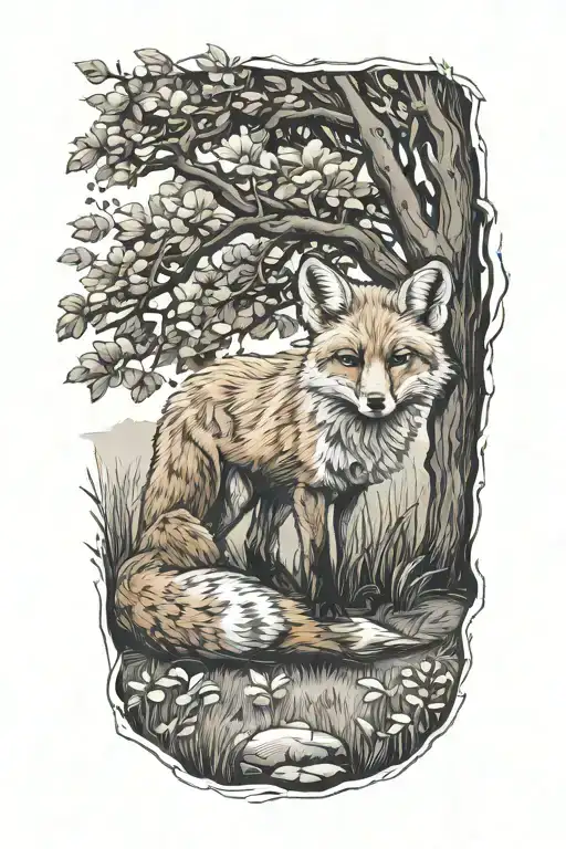 Fox Under A Tree