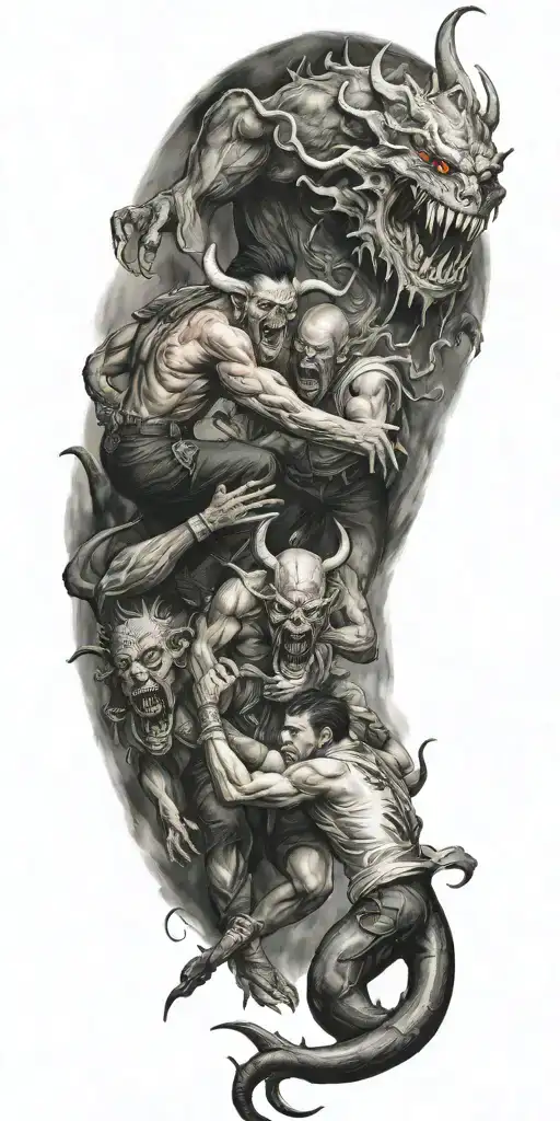 Demons And Monsters Fight Against Sailors