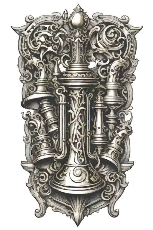A Trumpet Intertwined With King Chess Piece