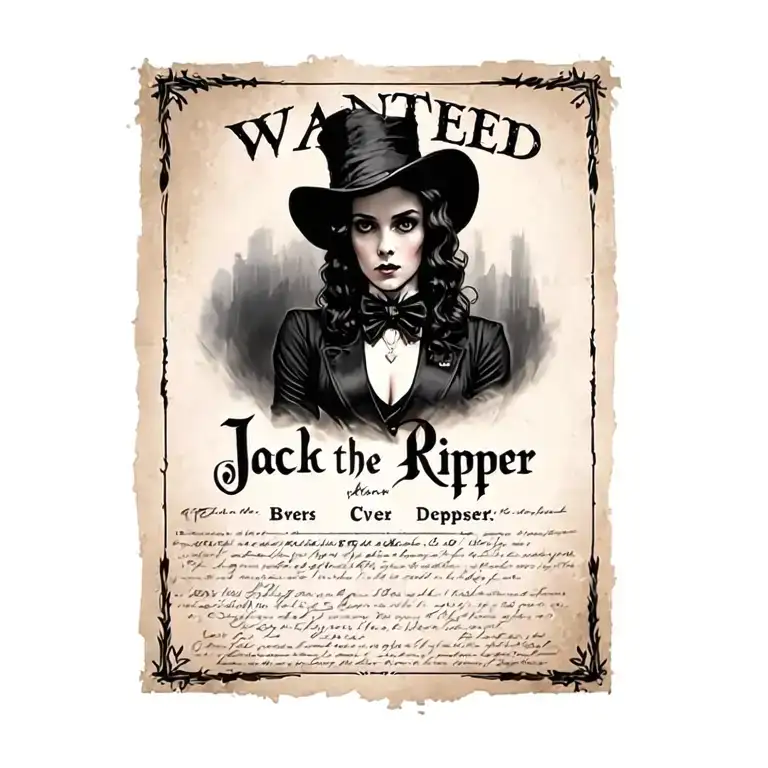 Woman Jack The Ripper Wanted Poster In The Background