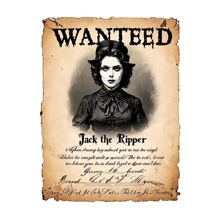 Woman Jack The Ripper Walkimg Past Wanted Poster
