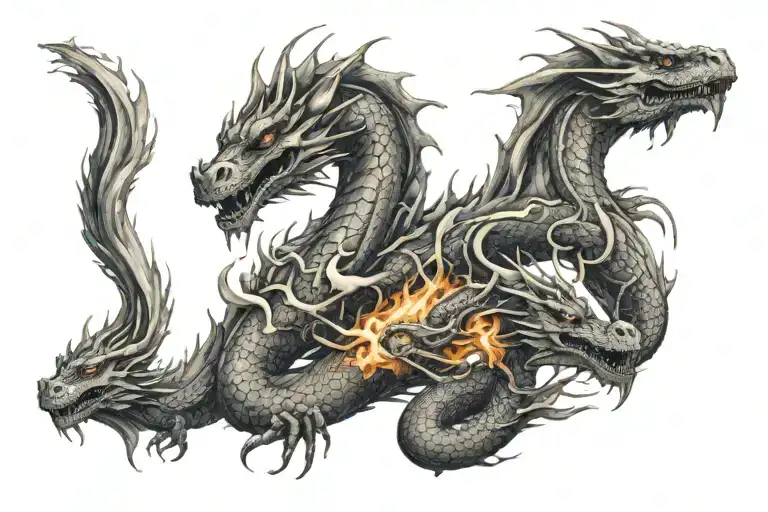 4 Smoke Dragons Breathing Fire