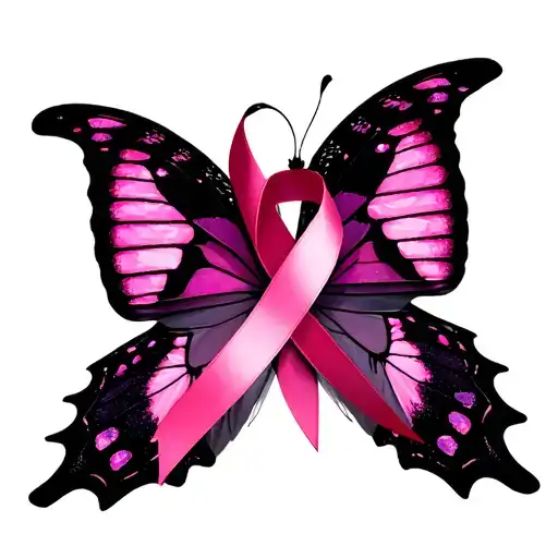 Pink Butterfly Cancer Ribbon