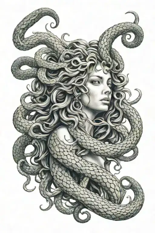 Medusa With A Snake Tail Wrapped