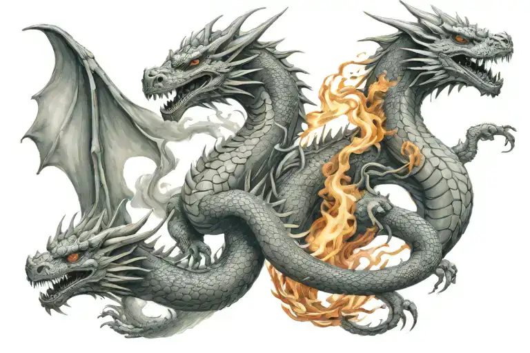 4 Smoke Dragons Breathing Fire