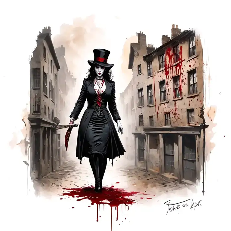 Bloody Woman Jack The Ripper Knife Wanted Dead Or Alive