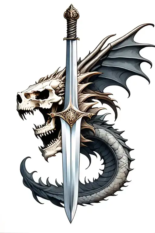 Sword Piercing Dragons Skull