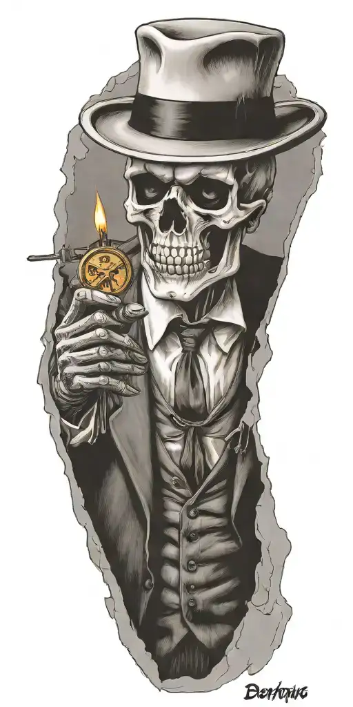 Mobster Skelton Flipping Coin