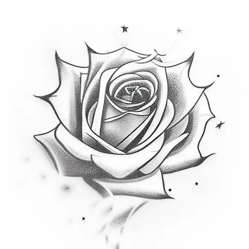 A Realistic Tattoo Of A Shooting Star Passing Through A Field Of Roses
