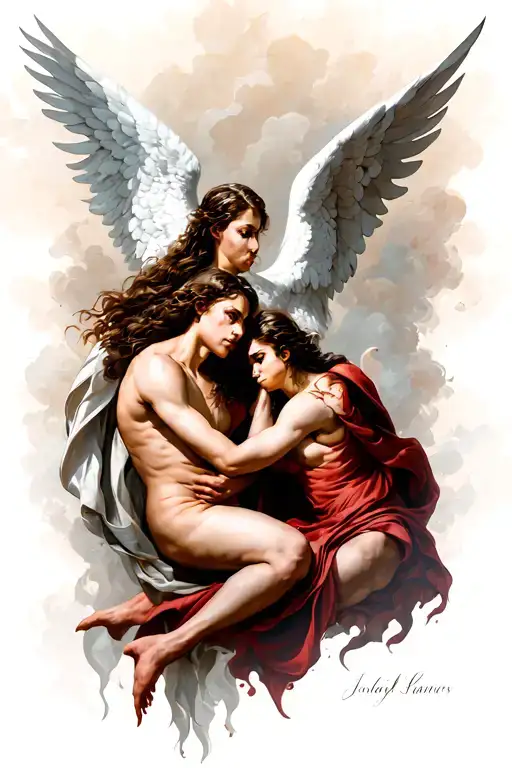 The Struggle Of The Angel And The Demon On The Sleeve